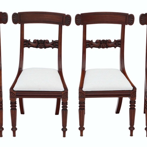 Set of 4 William IV mahogany bar back dining chair