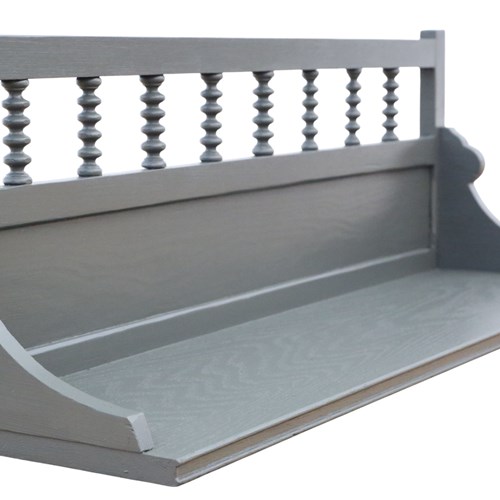 Antique C.1900 Painted Wall Display Shelf Unit – In Little Greene, Pompeian Ash 