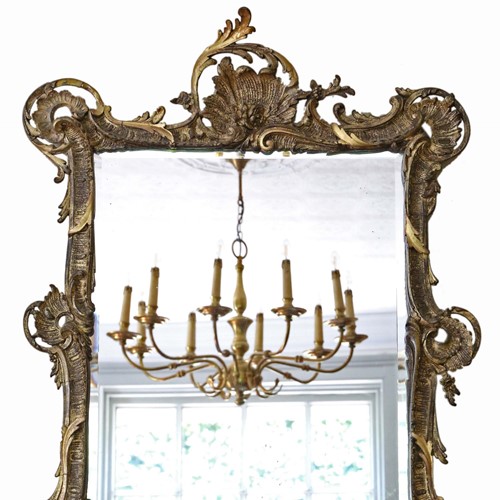 Antique Large Quality 19Th Century Gilt Mirror