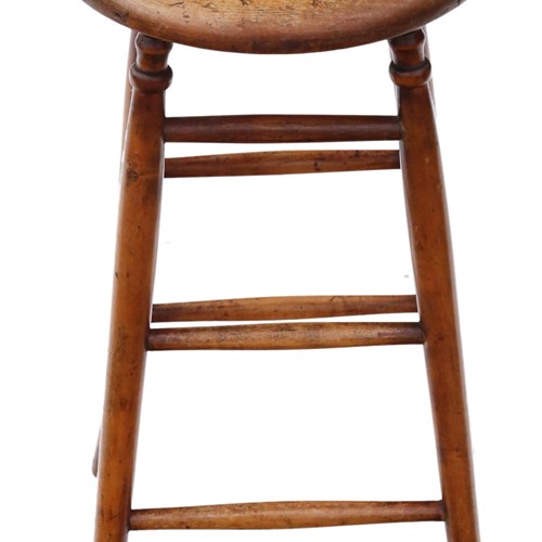 Victorian 19Th Century Ash And Elm Stool