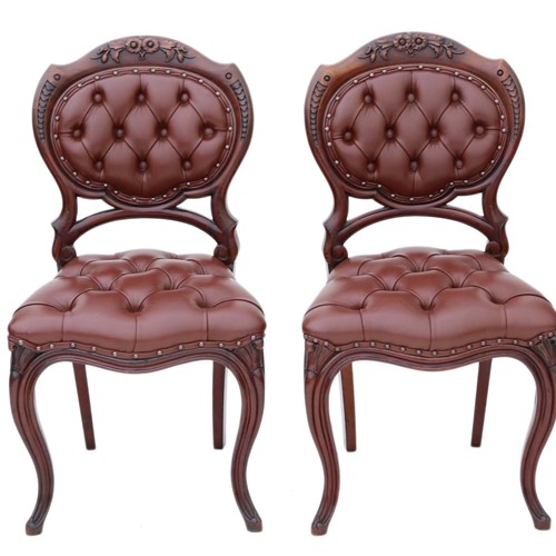 Set of 4 Victorian mahogany leather dining chairs