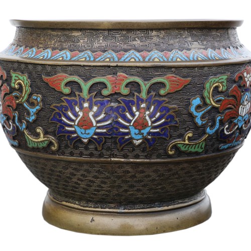 Chinese bronze cloisonne planter bowl