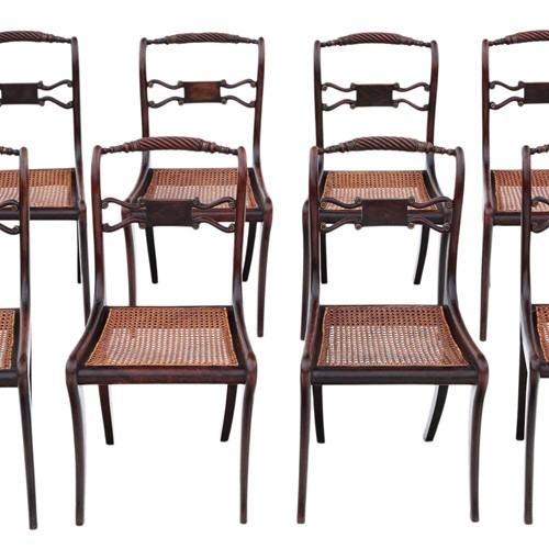 Set Of 8 Regency Faux Rosewood Dining Chairs
