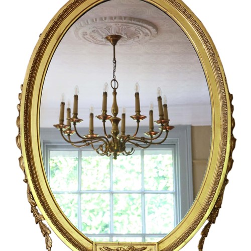 Gilt Oval Overmantle Or Wall Mirror