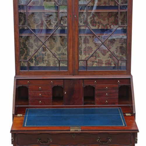 William IV mahogany glazed bureau bookcase