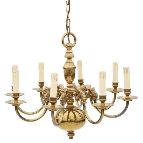 Antique Vintage Ormolu Brass Chandelier With 8 Lamps Arms