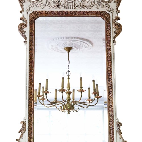 Large ovemantle  wall mirror white and gilt frame 
