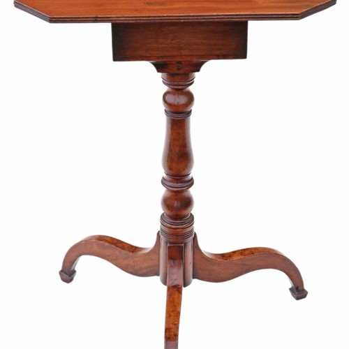 Georgian C1800 Mahogany Tilt Top Wine Table Side 