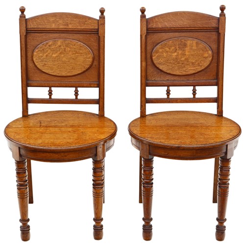 Pair Of Oak Hall Side Or Bedroom Chairs 