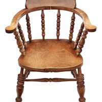 Victorian elm and beech bow armchair