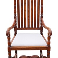 Oak armchair elbow desk chair Charles II style