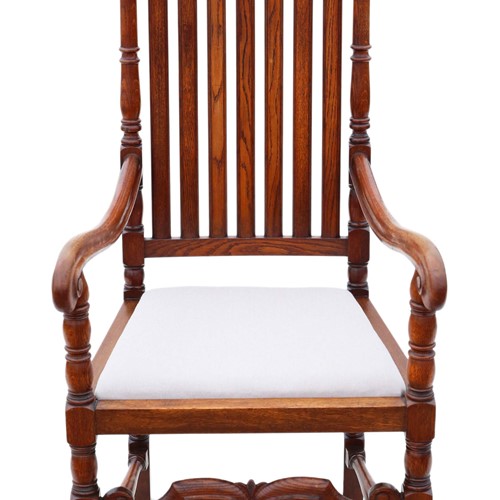 Oak Armchair Elbow Desk Chair Charles II Style