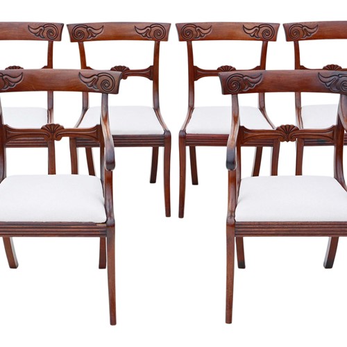 Set Of 6 Regency Cuban Mahogany Dining Chairs