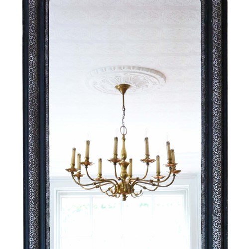 Ebonised / Silver Gilt Wall Overmantle Mirror 