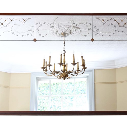 Italian Mahogany Chateau Overmantle Or Wall Mirror