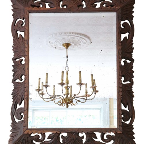 Florentine Carved Padauk Wall Mirror Overmantle 