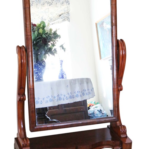 Victorian 19Th Century Mahogany Cheval Mirror