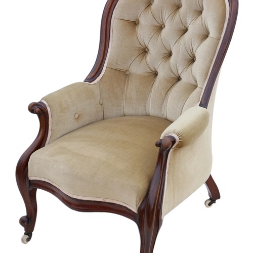 Victorian Mahogany Spoon Back Slipper Armchair 