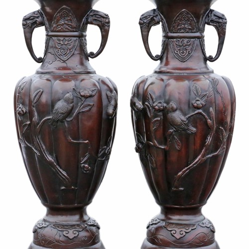 Pair of Japanese bronze vases Meiji