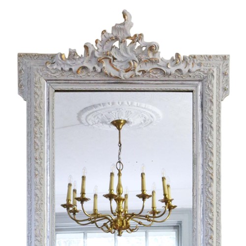 Light Grey And Gilt Overmantle Or Wall Mirror