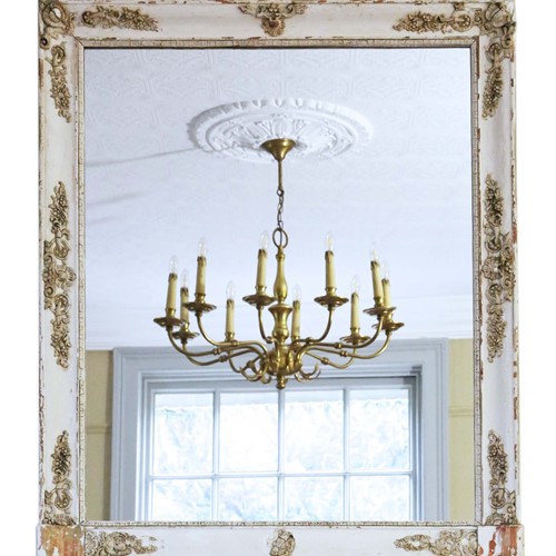 French White/Cream Overmantle Or Wall Mirror 