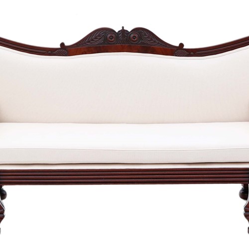 Antique Scroll Arm Sofa 19Th Century