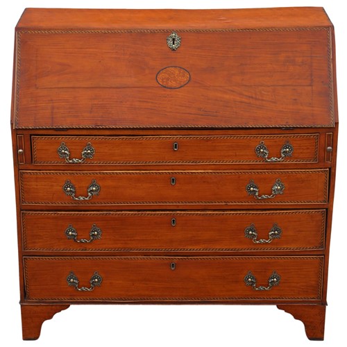 Antique 18Th Century Satin Walnut Bureau