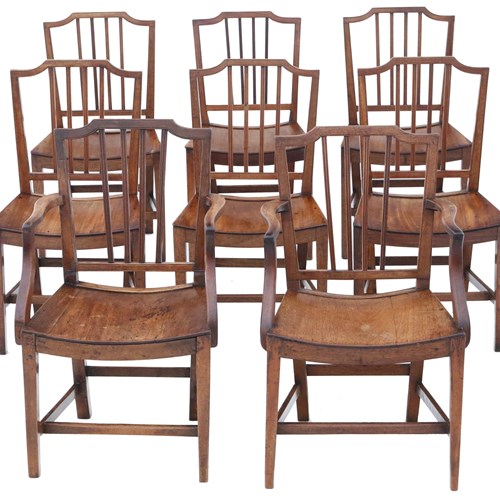 Antique Set Of 8 (6+2) 19Th Century Dining Chairs