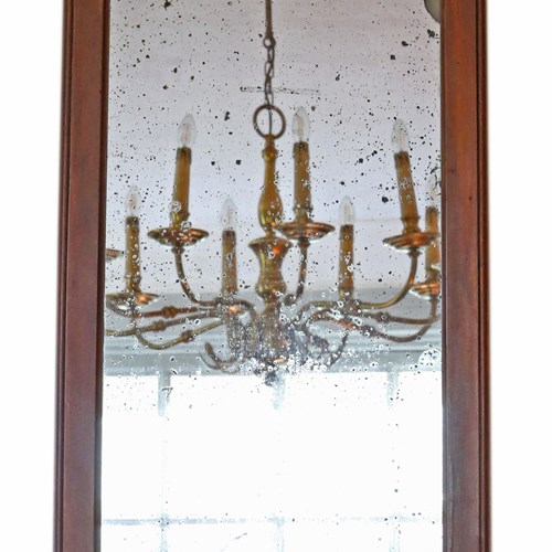 Antique Large Walnut Overmantle Wall Mirror 19Th Century