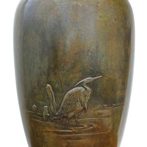 Antique Very Fine Quality Japanese Meiji Period Bronze Vase C1915