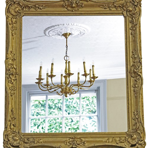 Antique Large 19Th Century Quality Gilt Overmantle Wall Mirror