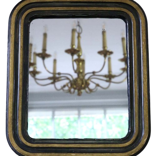 Antique Small 19Th Century Quality Gilt And Ebonised Overmantle Wall Mirror