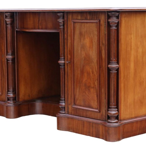  Antique Large 19Th Century Mahogany Twin Pedestal Desk, Dressing Writing Table