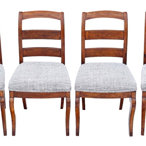 Antique Quality Set Of 4 19Th Century Fruitwood Dining Chairs