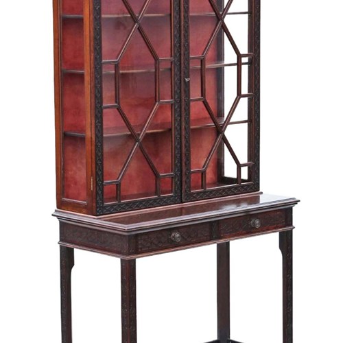 19Th Century Antique Chinoiserie Pier Display Cabinet Edwards & Roberts Mahogany