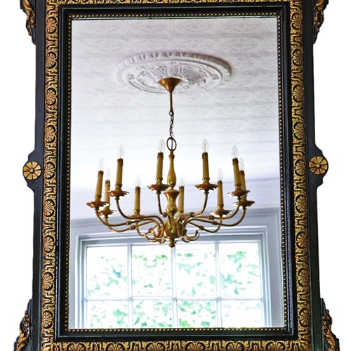 Antique Large C1900 Gilt And Ebonised Overmantle Wall Mirror – High-Quality