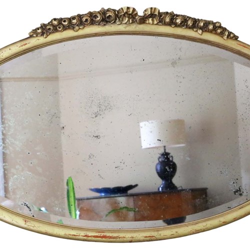 Antique Large Oval Gilt Overmantle Wall Mirror C1900 – High-Quality