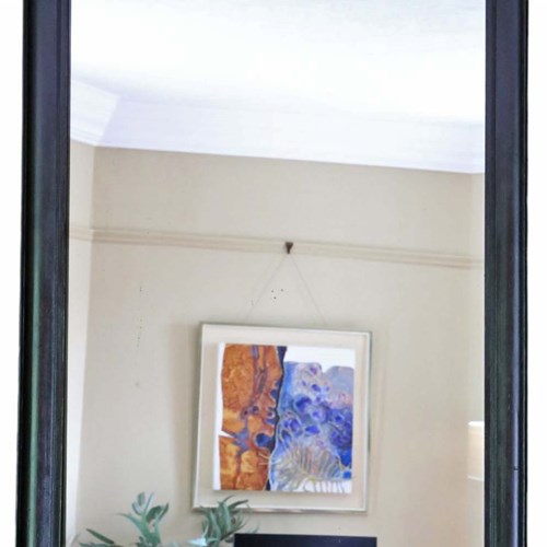 Antique Large C1900 Ebonised Overmantle Wall Mirror – Quality Simple Design