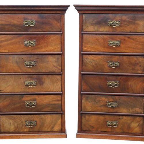 19Th Century Antique Mahogany Bedside Tables Pair Of Quality Chests Of Drawers