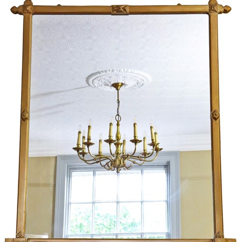 Antique Large 19Th Century Gilt Overmantle Wall Mirror Quality Arts And Crafts