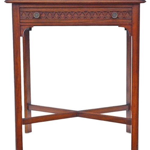 Antique Fine Quality Early 20Th Century Mahogany Writing Card Table - Desk Side 