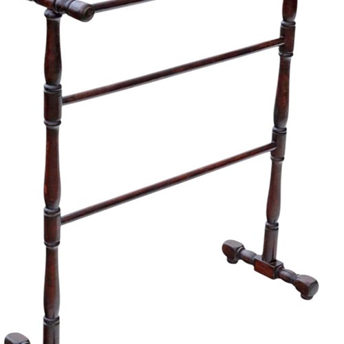 Antique Victorian Walnut Towel Rail Stand - C1900