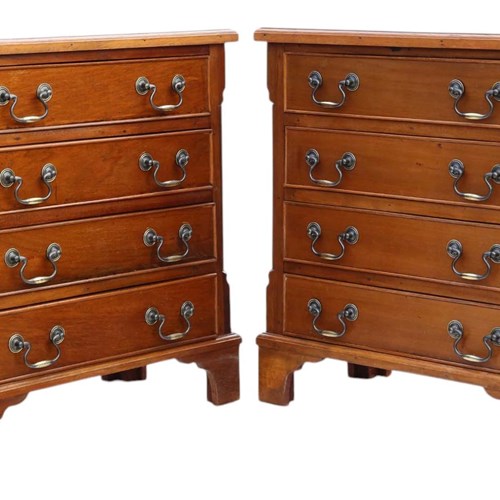 Quality Pair Of Vintage Walnut Bedside Tables / Chests