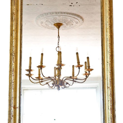 Antique Gilt Overmantle Wall Mirror – Large 19Th Century Gold Frame Vintage