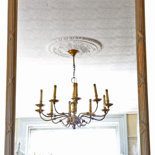 Large 19Th Century Antique Gilt Overmantle Wall Mirror – Dark Gold Ornate Frame