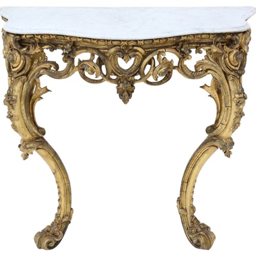 Antique 19Th Century Large Gilt And Marble Hall Console Table – Fine Quality