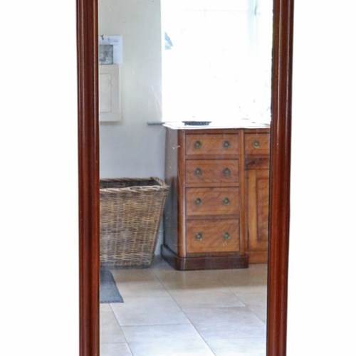 Large 19Th Century Antique Mahogany Full-Height Floor Or Wall Mirror