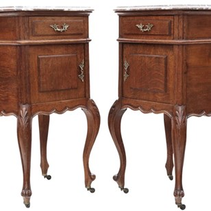 Antique Oak Pair Of Marble-Top Beds...