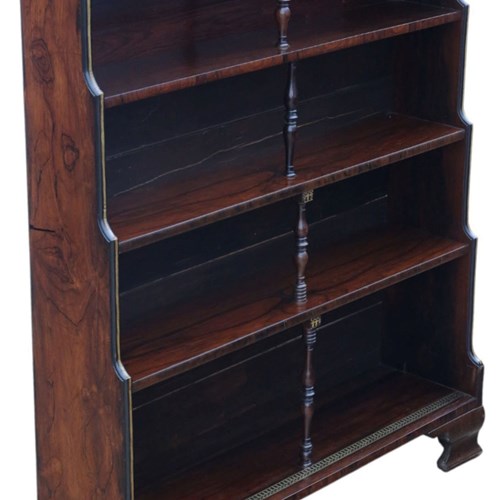 Antique 19Th Century Fine Quality Rosewood Waterfall Bookcase Wall Shelves
