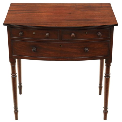 Fine Quality Antique 19Th Century Georgian Bow-Front Mahogany Writing Table 